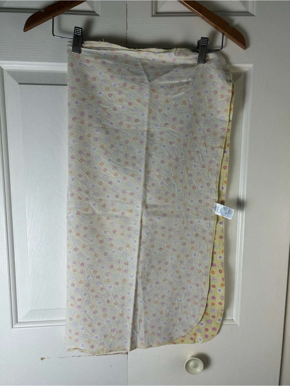 Gerber Yellow Floral Baby Receiving Blanket Pink Orange Flowers White Thin